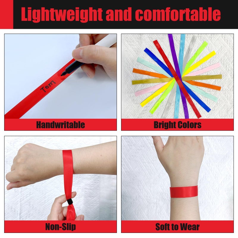 Comflora 100 Pcs Cloth Event Wristband  Disposable Wristbands for Events  Colored Wristbands Events for Lightweight Concert Club Entrance Wrist Strap Party Wristband Event (Color : Red) - Image 3